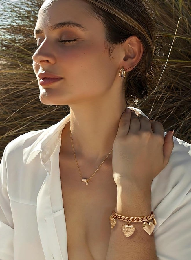 HolidayQbee Gold Bracelets for Women With Seven Style Heart Charm - Rope and Link Chain Bracelet - Chic Jewelry Gift - Image 3